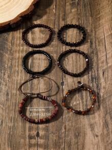 6入組/套波西米亞珠子裝飾手環適合男士日常裝飾,適用於首飾類禮品和派對