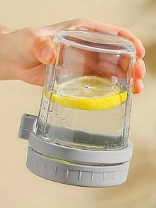 1 pieza vidrio transparente Taza con Cuchara & Tapa - Blanco - Ver 3