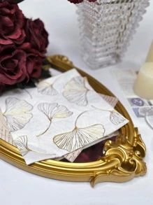 16pcs Metallic Ginkgo Biloba Pattern Disposable Napkin - Multicolor - View 2