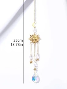 1pc Sun & Moon Decor Wall Hanging, Modern Artificial Crystal Hanging Decoration For Home Wall Decoration,Home Decor ,Room Decor,Wall Decor Gifts Birthday Graduation