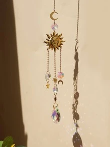 1pc Sun & Moon Decor Wall Hanging, Modern Artificial Crystal Hanging Decoration For Home Wall Decoration,Home Decor ,Room Decor,Wall Decor Gifts Birthday Graduation