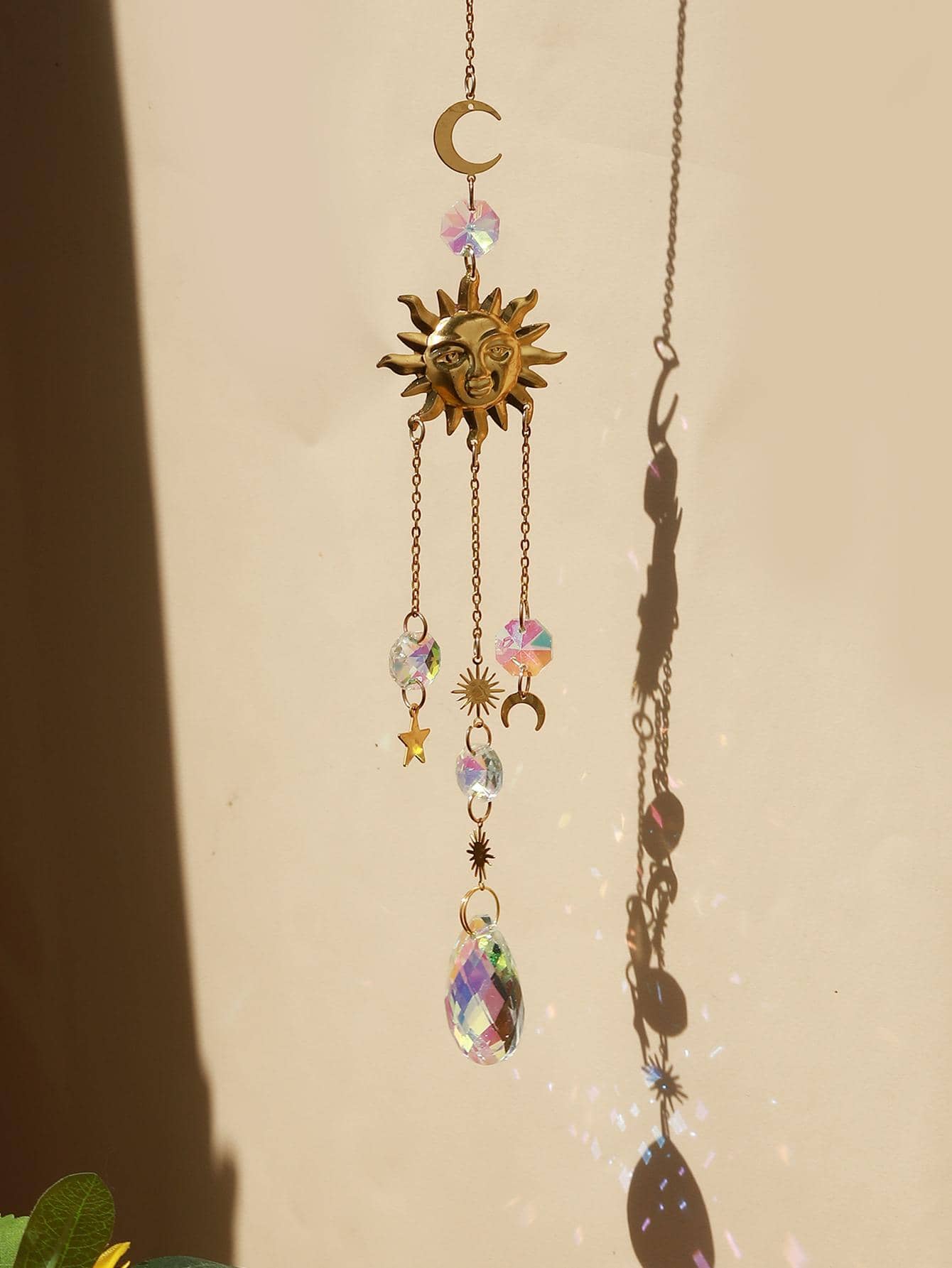 1pc Sun & Moon Decor Wall Hanging, Modern Artificial Crystal Hanging Decoration For Home Wall Decoration,Home Decor ,Room Decor,Wall Decor Gifts Birthday Graduation