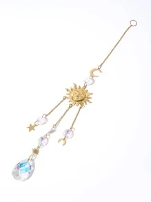 1pc Sun & Moon Decor Wall Hanging, Modern Artificial Crystal Hanging Decoration For Home Wall Decoration,Home Decor ,Room Decor,Wall Decor Gifts Birthday Graduation