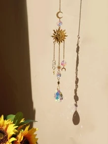 1pc Sun & Moon Decor Wall Hanging, Modern Artificial Crystal Hanging Decoration For Home Wall Decoration,Home Decor ,Room Decor,Wall Decor Gifts Birthday Graduation