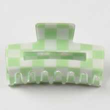 Checkered Pattern Hair Claw Elegant - Green - View 2