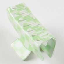 Checkered Pattern Hair Claw Elegant - Green - View 5