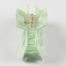 Checkered Pattern Hair Claw Elegant - Green - View 4