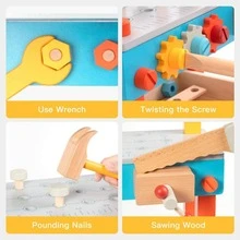 Robud Toddler Tool Bench, Kids Tool Set Play Tools Wooden Toddler Toys Construction Toys Work Bench - Gift 3 4 5 Years Old Boys Girls( - Nhiều màu - Xem 6