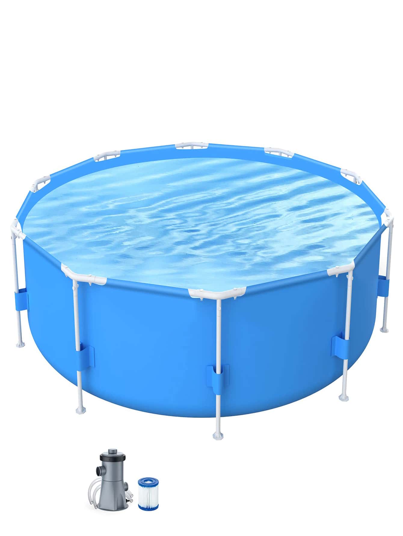 10ft x 30in Outdoor Round Frame Above Ground Swimming Pool Set with ...