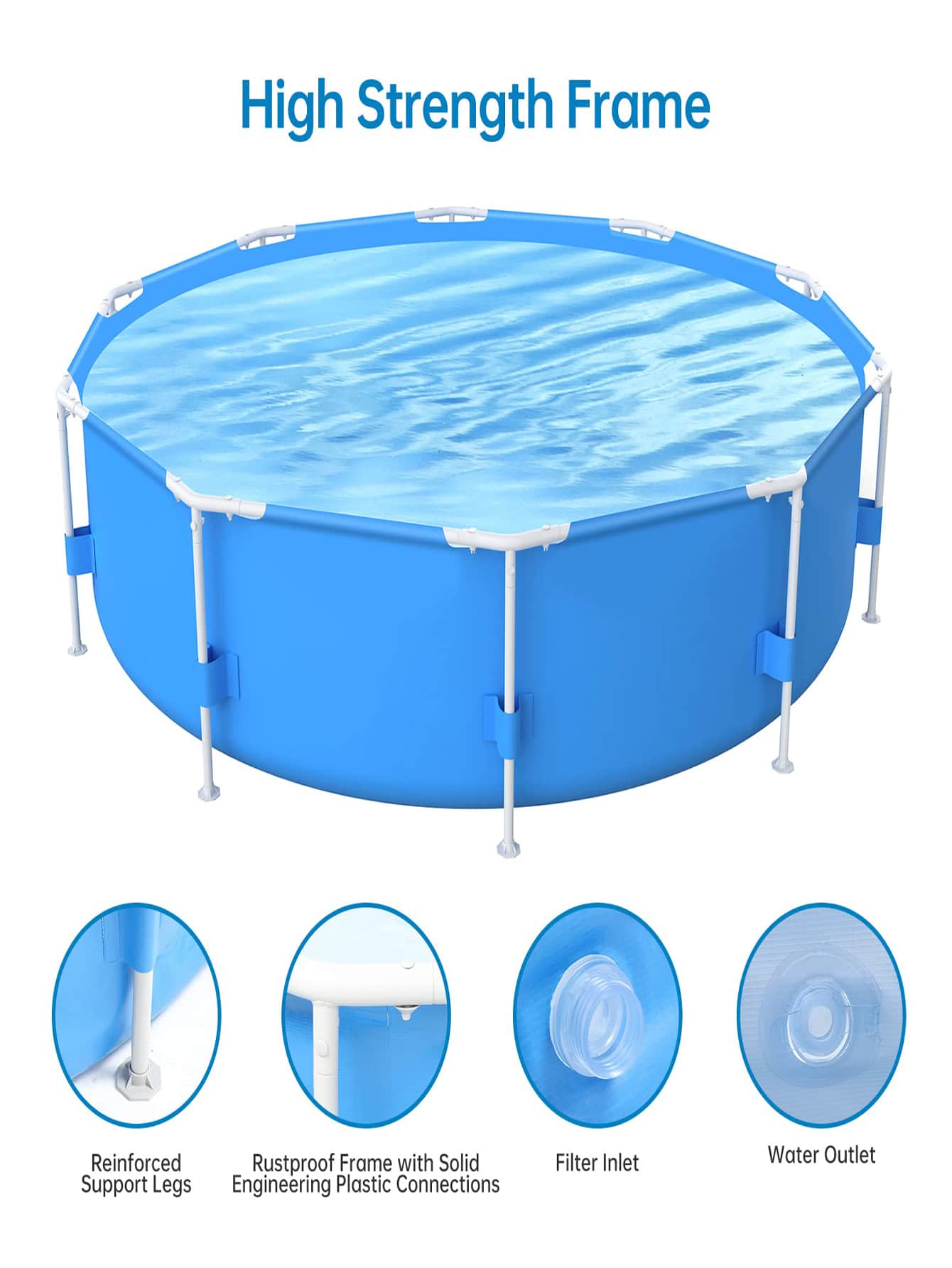 10ft x 30in Outdoor Round Frame Above Ground Swimming Pool Set with