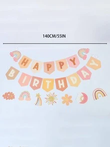 1set Rainbow & Letter Graphic Pull Flag - Multicolor - View 3