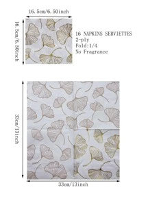 16pcs Metallic Ginkgo Biloba Pattern Disposable Napkin - Multicolor - View 5