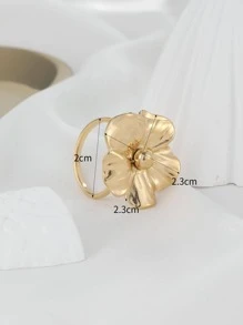 花朵裝飾戒指 - 金黃色 - 查看 5