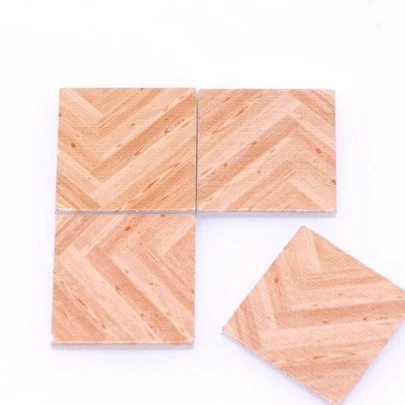 9pcs Chevron Pattern Mini Ceramic Tile Design Decoration Craft, Wooden Decoration Object For Micro Scene Decoration