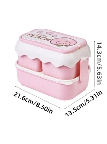 1 cái Hộp cơm trưa nhiều lớp hai tông màu với bộ đồ ăn - Hồng - Xem 2