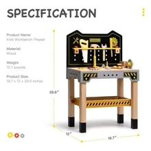 Robud Workbench for Toddler Kids Toy Play Tool Bench Wooden Tool Workbench Workshop Educational Pretend Play Wood Construction Toys Gift for 2 3 4 5 Years Old Boys Girls - Nhiều màu - Xem 3