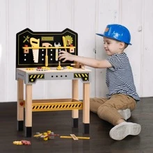 Robud Workbench for Toddler Kids Toy Play Tool Bench Wooden Tool Workbench Workshop Educational Pretend Play Wood Construction Toys Gift for 2 3 4 5 Years Old Boys Girls - Nhiều màu - Xem 1