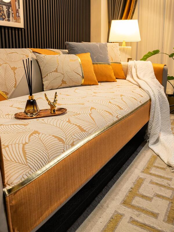 1PC Chenille sofa cushion, highend sofa cover, plant leaf pattern, all