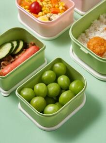 1 cái Hộp cơm trưa nhiều lớp hai tông màu với bộ đồ ăn - màu xanh lá - Xem 3