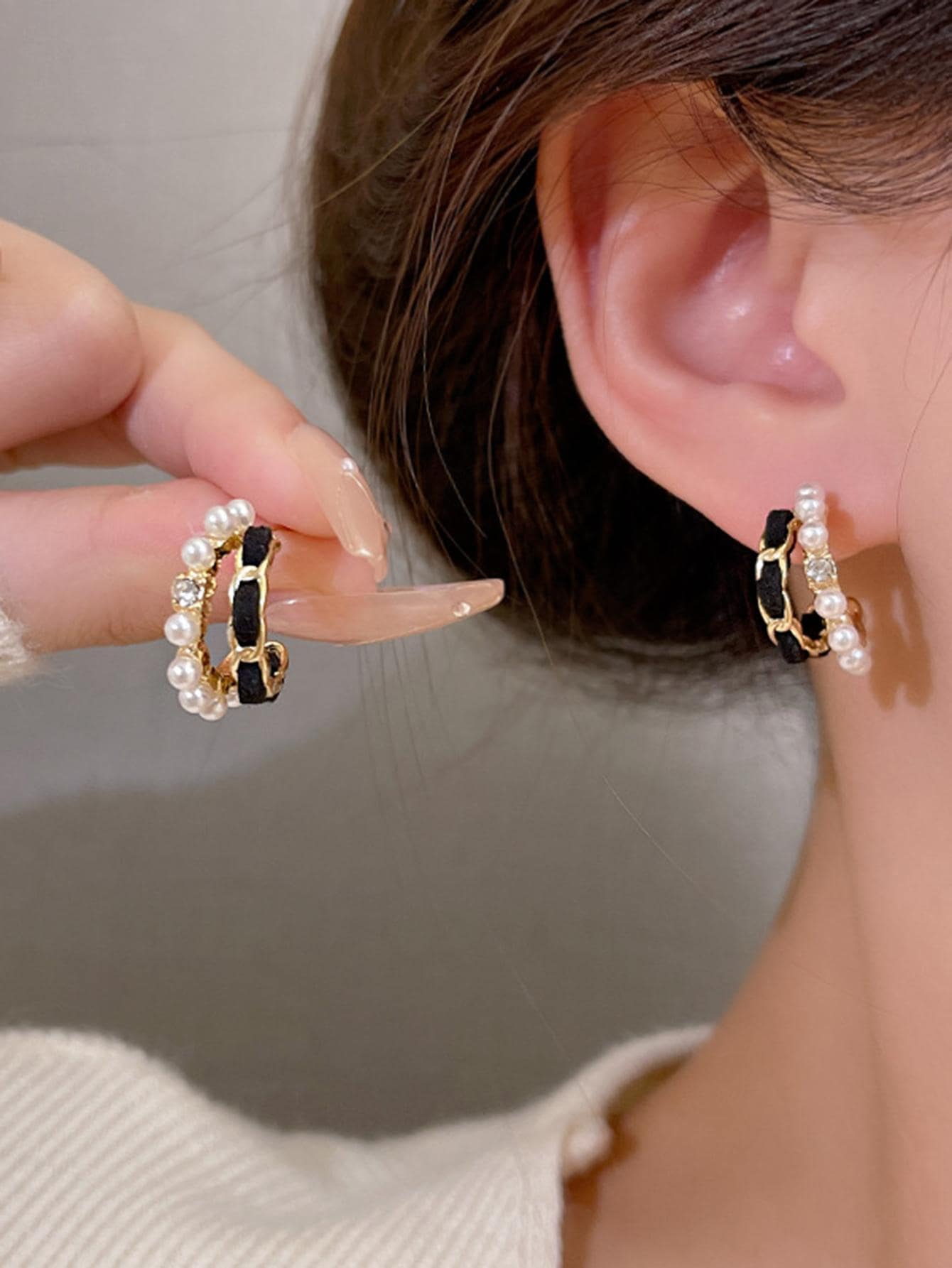 Đồ trang trí Ngọc Trai giả Vòng khuyên tai - Nhiều màu - Xem 1