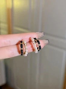 Đồ trang trí Ngọc Trai giả Vòng khuyên tai - Nhiều màu - Xem 3