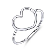 1 Bạc Đơn Giản Tối Giản Trái Tim Ngón Tay Cho Nữ, Nhẫn Nữ Cưới Đính Hôn Tuyên Bố Trang Sức - Bạc - Xem 1