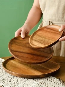 1pc Round Wooden Tray