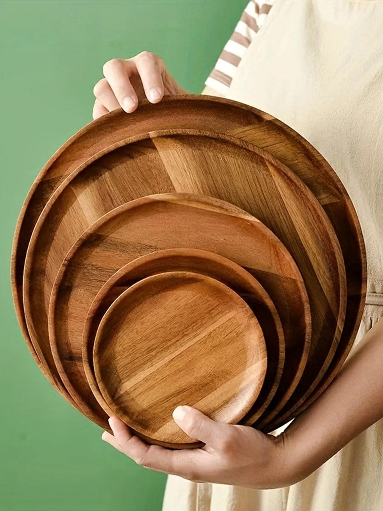 1pc Round Wooden Tray