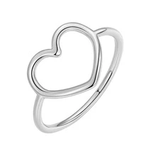 1 Bạc Đơn Giản Tối Giản Trái Tim Ngón Tay Cho Nữ, Nhẫn Nữ Cưới Đính Hôn Tuyên Bố Trang Sức - Bạc - Xem 3