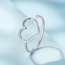 1 Bạc Đơn Giản Tối Giản Trái Tim Ngón Tay Cho Nữ, Nhẫn Nữ Cưới Đính Hôn Tuyên Bố Trang Sức - Bạc - Xem 7