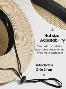 Men Tape Decor Straw Hat Casual