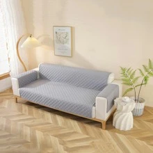 1pc Solid Color Sofa Towel, Modern Polyester Non-slip Towel Cover For Home - Grey - View 2