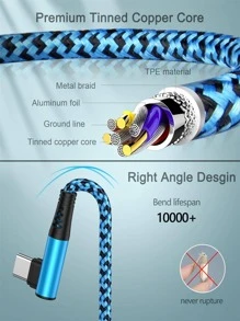 100w USB C Cable Right Angle, C-Type Super Fast Charging Cord 90 Degree USBC To USBC Power Wire Compatible With Galaxy S23 S22 S21 A25 A15 A14 A13 A03s; Pixel 8, 8 Pro, 7A, 7 Pro, Apple IPad 10th Generation, IPad Pro Gen6, IPad Mini 6th, MacBook Pro/Air M2 2022-2Pcs - Nhiều màu - Xem 5