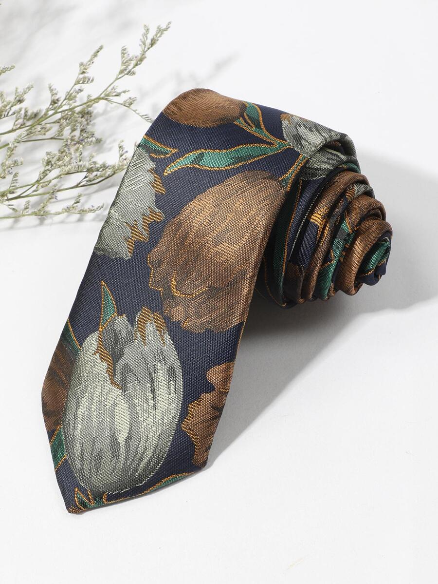 1 Cà vạt nam họa tiết hoa cổ điển dùng cho nơi làm việc thường ngày, cà vạt nam đi học - Nhiều màu - Xem 1