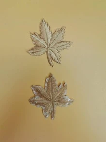 1 miếng vá hình lá phong DIY - Màu Khaki - Xem 3