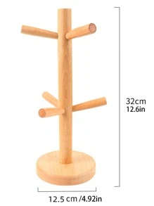 Coffee Mug Tree, Mug Rack, Coffee Cup Holder for Countertop, Wooden Coffee Cup Holder Stand, Coffee Mug Holder 1pc - Beige - View 7