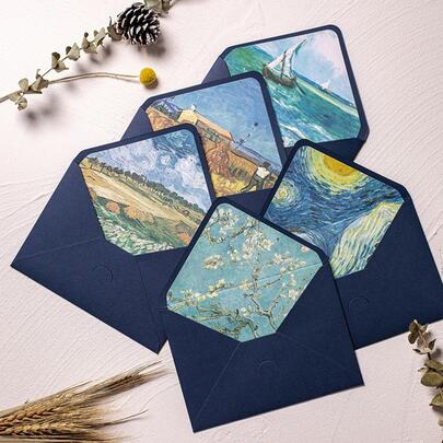 5/10 phong bì in tranh sơn dầu cổ điển, thiệp mời