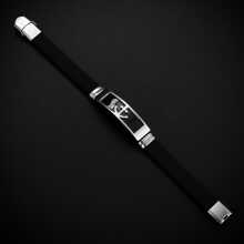 Men Anchor Detail Bangle Silica Gel Black - Black - View 4