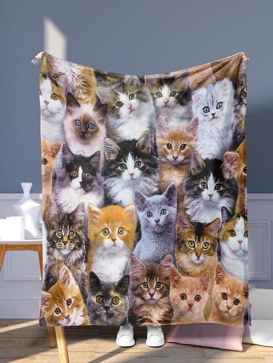 1入組貓樣式毯子 - 彩色 - 查看 1