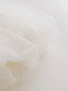 MARC&JANIE 少女甜美3D星星拼接圓領泡泡袖網紗舞會公主禮服，夏季 - 白色 - 查看 10