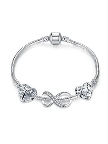 Brazalete con diseño de cuenta plata - Plateado - Ver 2