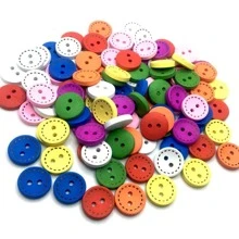50入組1.5cm混色點點2孔木質紐扣,適用於diy服飾、家居裝飾、縫紉、剪貼簿、卡片製作 - 彩色 - 查看 1