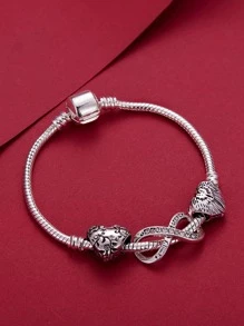 Brazalete con diseño de cuenta plata - Plateado - Ver 3