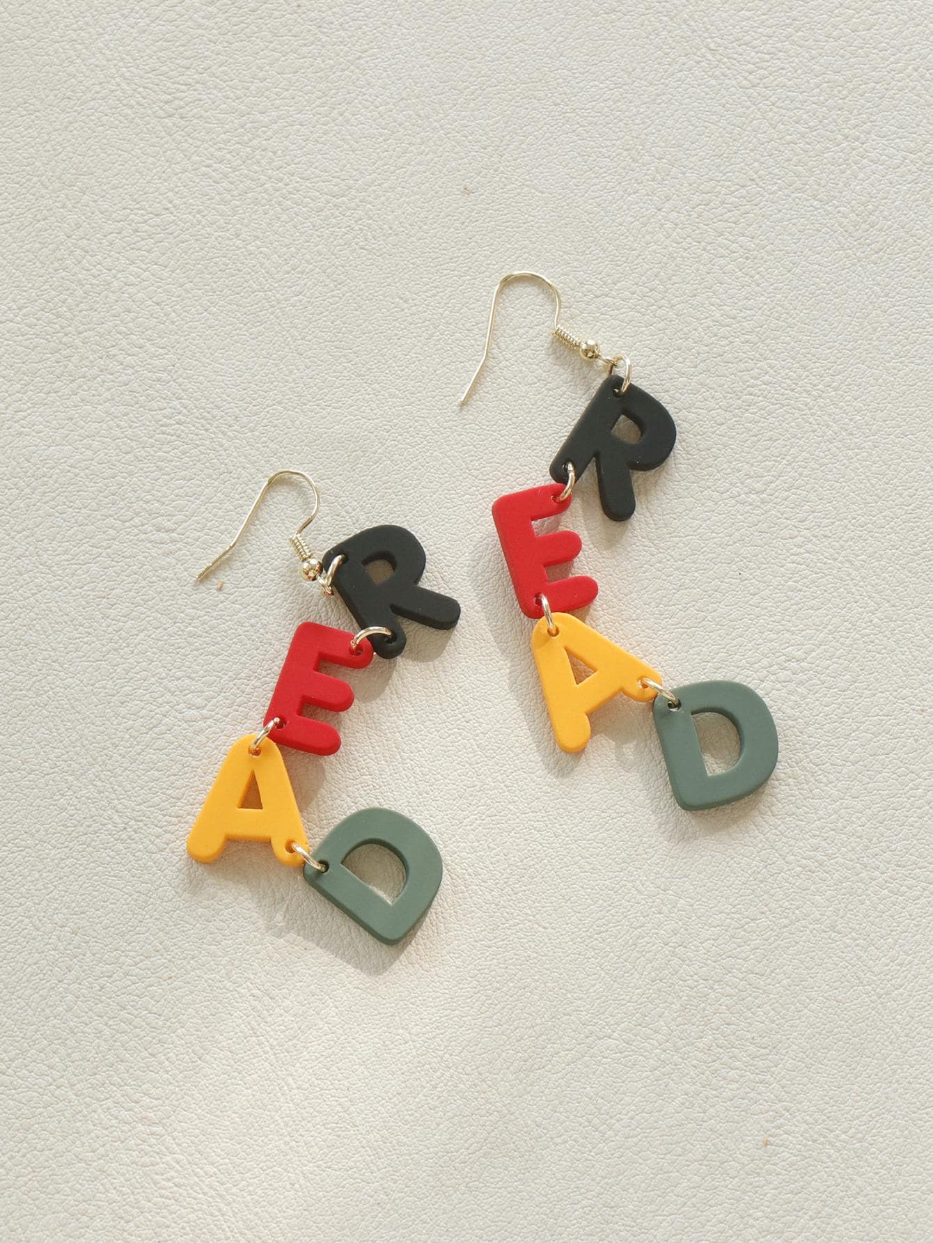 đôi bông tai khối chữ màu thời trang cho phụ nữ để trang trí hàng ngày - màu đen - Xem 1