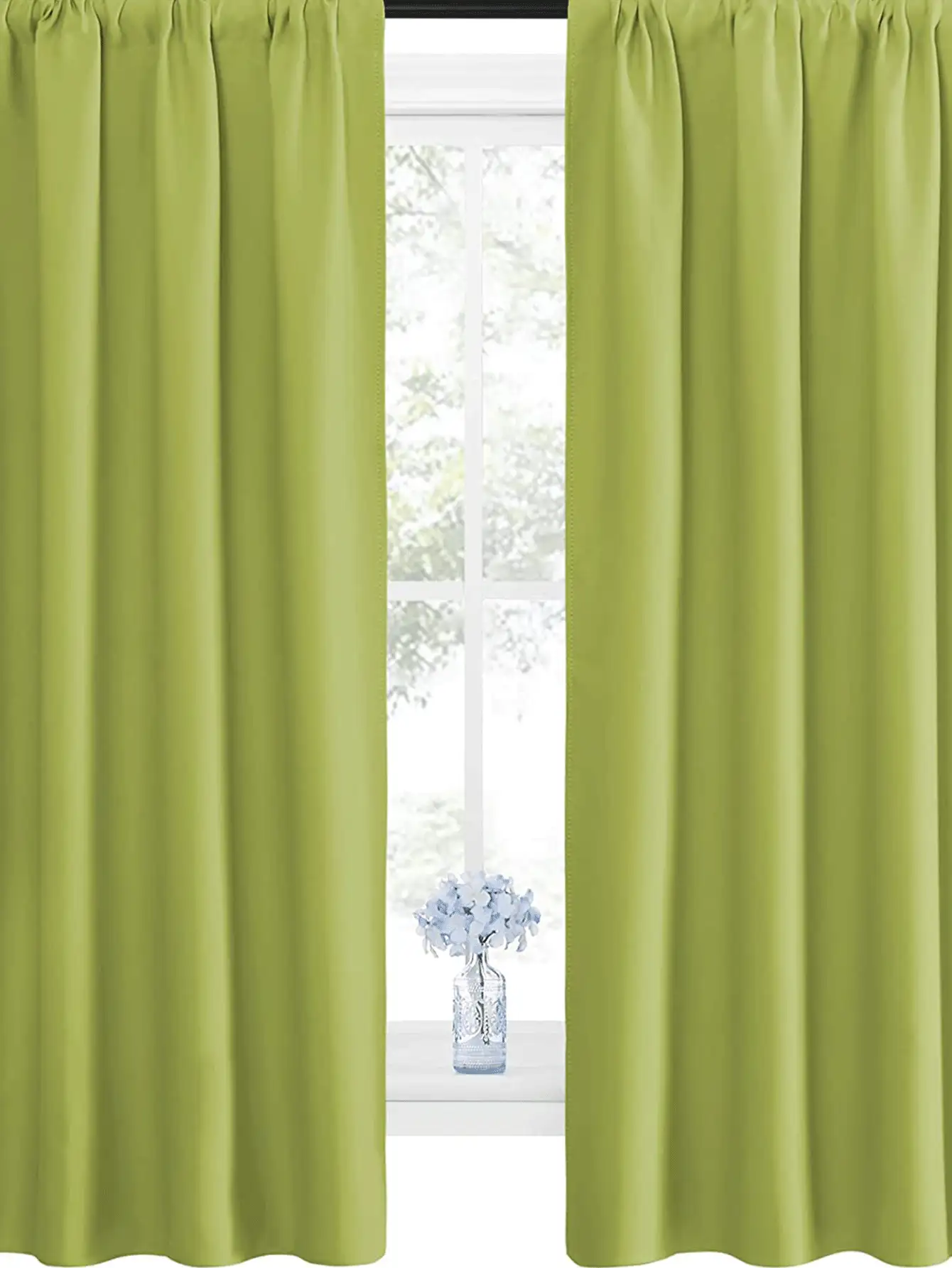 Ready-made Rod Pocket Style Curtains - Green - View 2