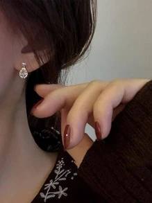 BALMORA 1 paire de boucles d'oreilles simples clous en perle en argent sterling S925 plaqué or, design élégant en forme de goutte d'eau en zircone cubique, bijoux de haute qualité