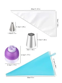 27 件/15 件俄罗斯糖霜裱花嘴套装，蛋糕装饰工具 DIY 烘焙糕点用品 - 銀色 - 查看 6