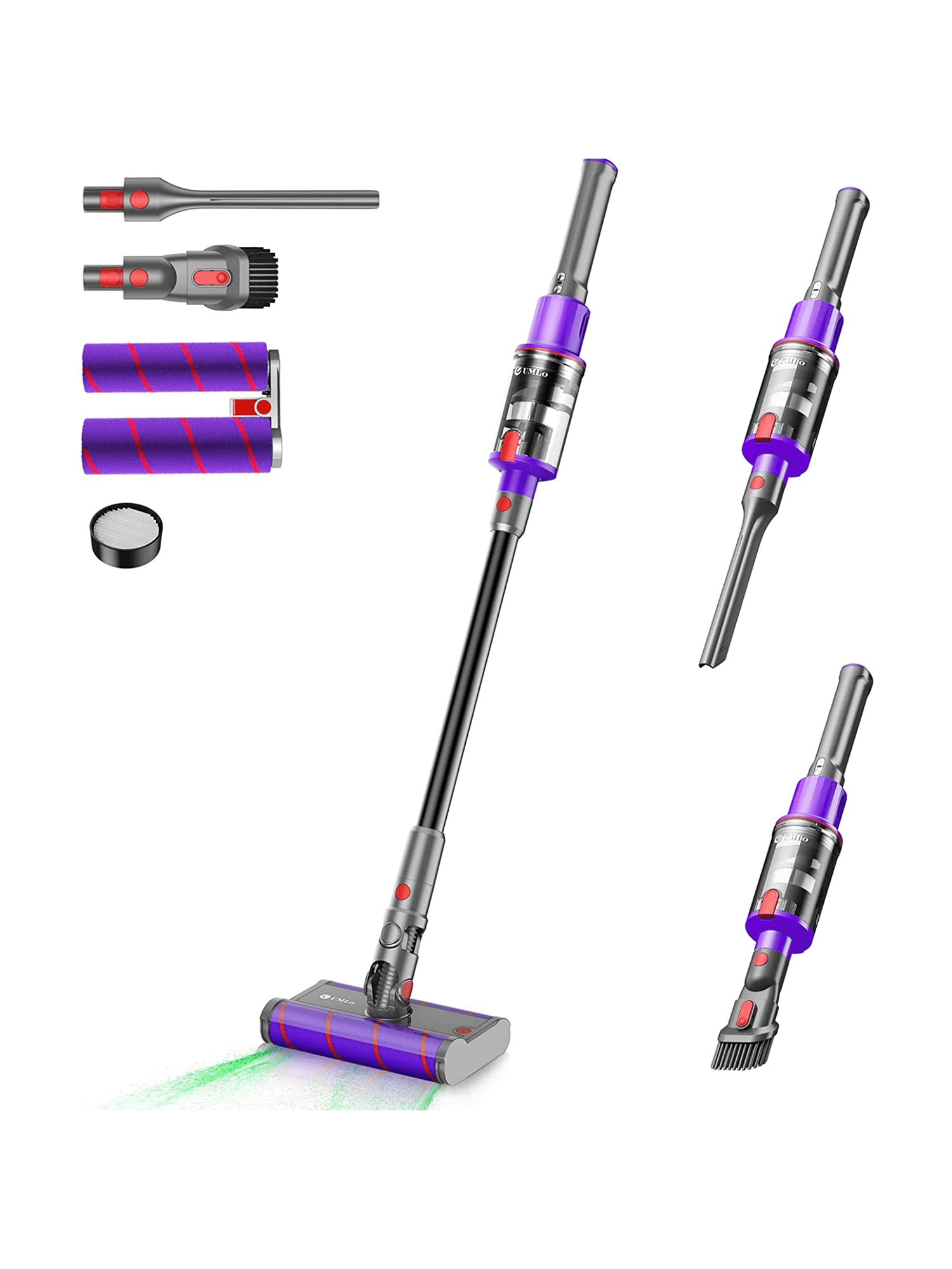 UMLo Dual Roller Hardwood Floor Vacuum, 23Kpa Powerful Cordless Vacuum