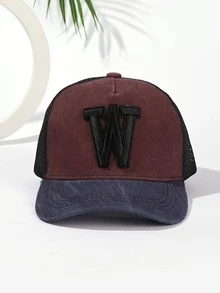 1件男士新款w字母刺繡棒球帽,網格面板彩色遮陽帽,適用於戶外和日常使用 - 彩色 - 查看 2