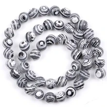 1 Sợi Đá quý Đen đá Spacer Lỏng lẻo Hạt tròn Đối với Làm đồ trang sức 4-12 mm DIY Vòng tay Phụ kiện 15 inch - Đen và trắng - Xem 5